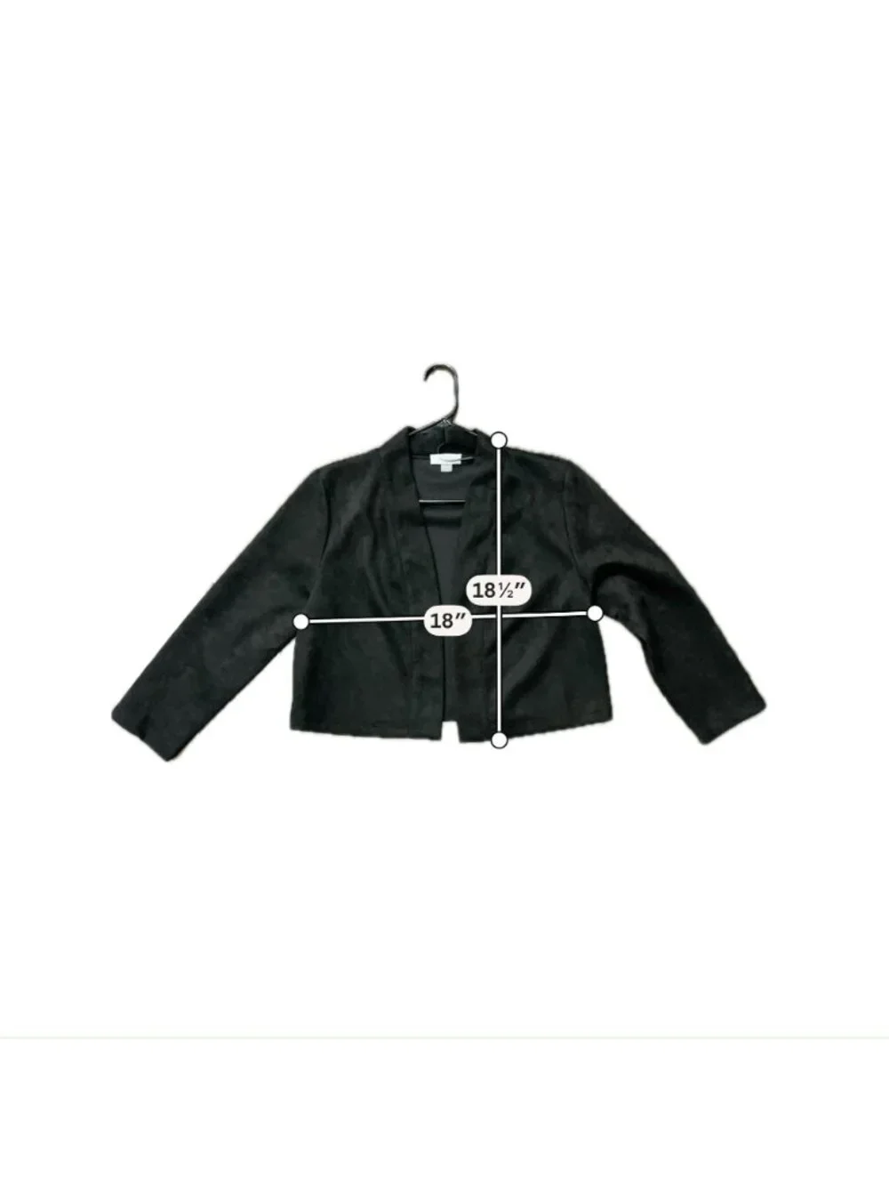 Calvin Klein Large Black Open-Front Cropped Jacket Minimalist Timeless Style
